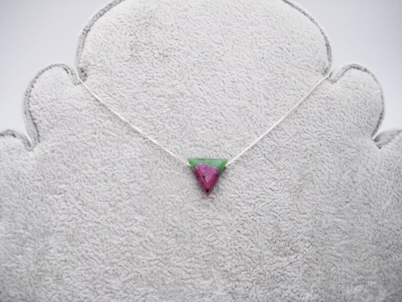 Ruby-zoisite necklace, ruby triangle, natural, 925 silver, gold-filled, rose gold-filled, box chain, dainty, minimalist, gemstone image 5