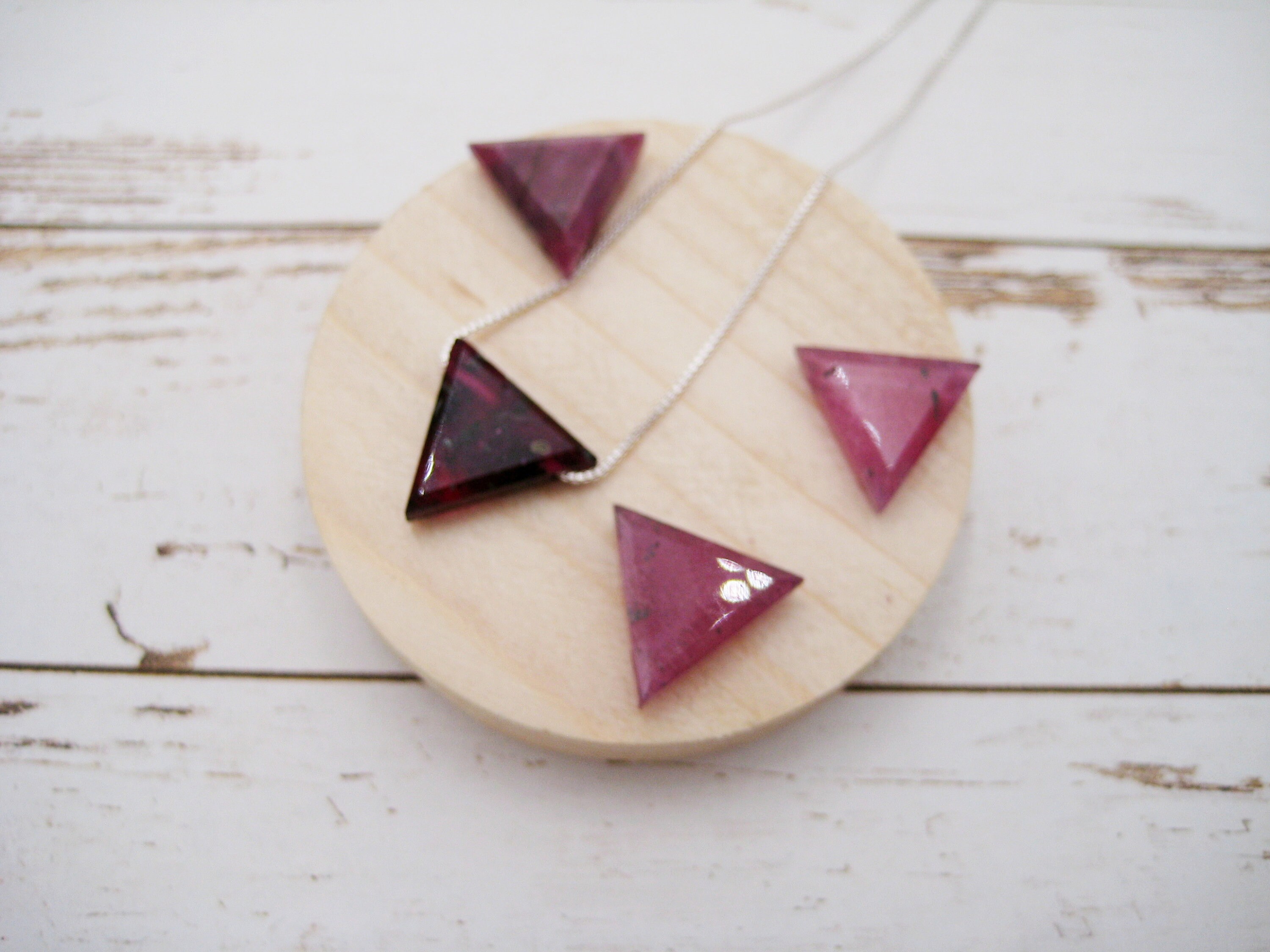 Ruby Necklace Ruby Triangle Natural 925 Silver Goldfilled - Etsy