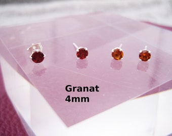 Garnet stud earrings, hessonite garnet, dark red, natural, set earrings, 925 silver, delicate, minimalist