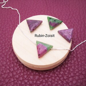 Ruby-zoisite necklace, ruby triangle, natural, 925 silver, gold-filled, rose gold-filled, box chain, dainty, minimalist, gemstone
