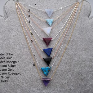 Ruby-zoisite necklace, ruby triangle, natural, 925 silver, gold-filled, rose gold-filled, box chain, dainty, minimalist, gemstone image 8
