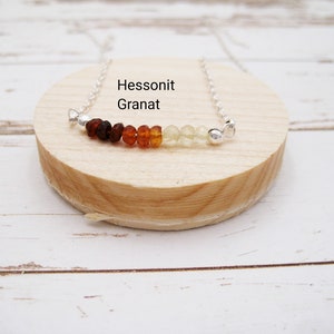 Garnet necklace, hessonite garnet, gradient, 925 silver, gold filled, rose gold filled, minimalist, gemstone, bar necklace