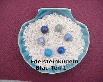 Gemstone balls blue part 1, 15-16 mm, undrilled, aquamarine, aventurine, lapis lazuli, jasper, sphere, decoration