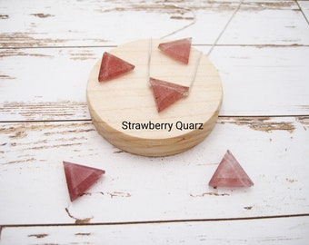 Quartz Necklace, Strawberry Quartz, Quartz Triangle, Natural, 925 Silver, Goldfilled, Boxing Chain, Dainty, Minimalist, Gemstone