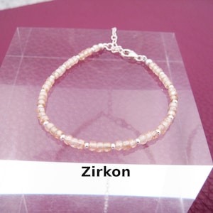 Zircon Bracelet 3mm Beige Natural Rose Gold Sterling Silver Gemstone Bracelet Gift for Her Stacking Bracelet