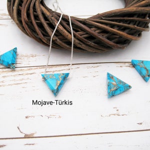Turquoise necklace, Mojave turquoise, turquoise triangle, copper, natural, 925 silver, gold filled, box chain, dainty, minimalist, gemstone