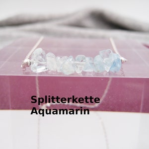 Aquamarine chip necklace, March birthday, raw stone, nugget, Aquarius zodiac sign, 925 silver, gold filled, rose gold filled