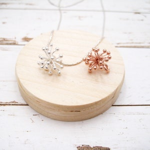 Silver necklace with flower, flower pendant, 925 silver, rose gold filled, minimalist