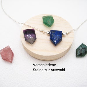 Arrow necklace, lapis lazuli, emerald, fluorite, strawberry quartz, 925 silver, gold-filled, rose gold-filled, dainty, minimalist, gemstone