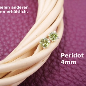 Peridot stud earrings, 4 mm, green, birthstone August, natural, set earrings, 925 silver, delicate, minimalist