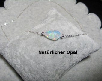 Opal necklace, natural opal, nugget, faceted, excellent quality, 925 silver, gold filled, rose gold filled, birthstone October