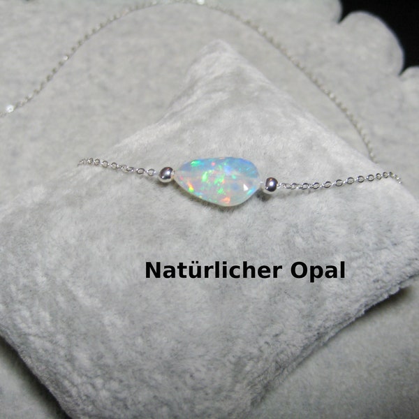 Opal necklace, natural opal, nugget, faceted, excellent quality, 925 silver, gold filled, rose gold filled, birthstone October