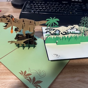 2 x cartes pop-up Dinosaur 3D. Cartes d’anniversaire T-rex.