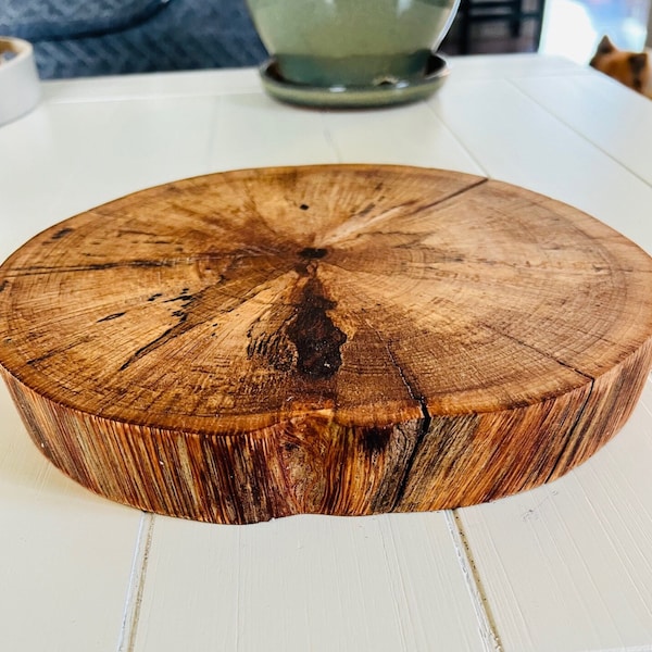 Spalted Mountain Maple Wood Round: Reclaimed Wood Trivet, Candle Holder