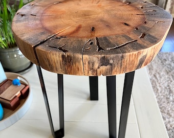 Live Edge Pine Table, Stool, Stand
