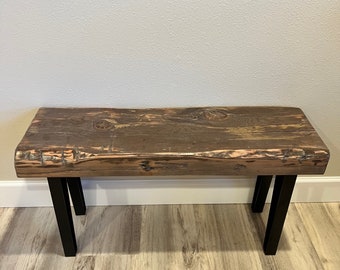 Rustic Wood Beam Bench, Rare find, unique