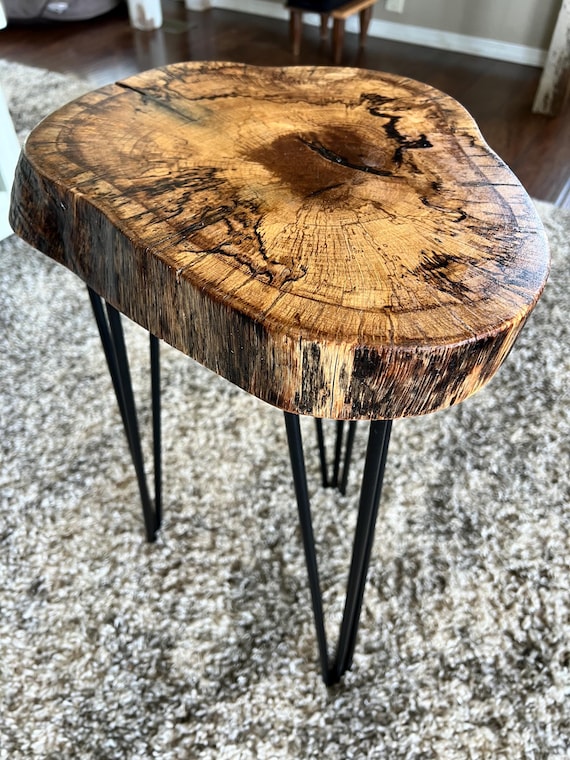 Rustic Live Edge Spalted Maple Side Table - Etsy