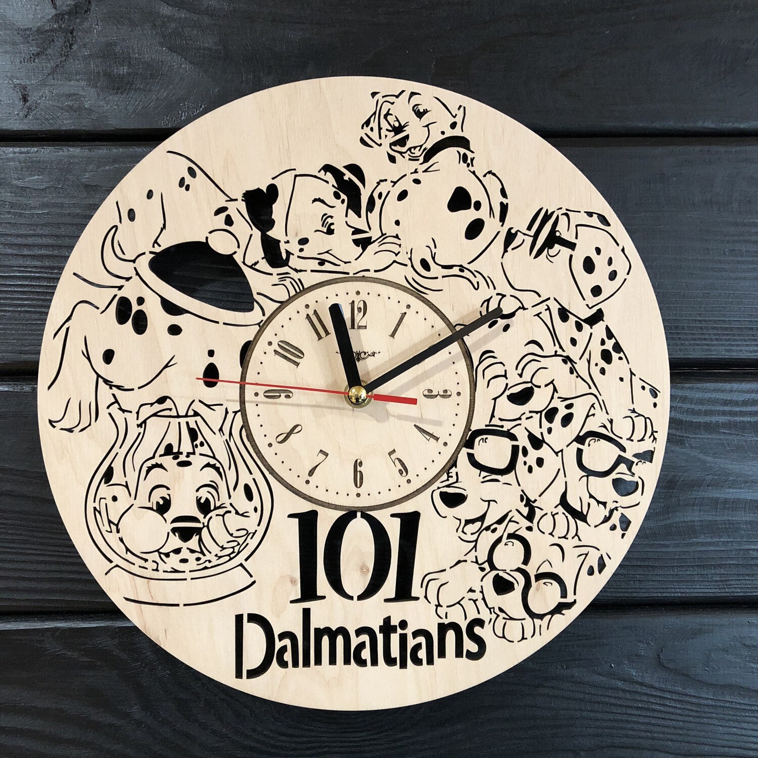 Disney Wall Art Silent Clock Wooden Theme 101 Dolmatians For Kids Or Fan Cl 0352 Diy