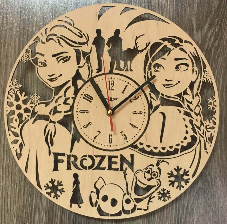 Disney FROZEN Elsa Anna Olaf Wall Clock Art Silent Wall Clock Etsy