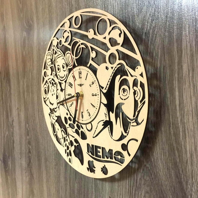 Disney FINDING NEMO Wall Clock Art Silent Wall Clock Wooden Etsy
