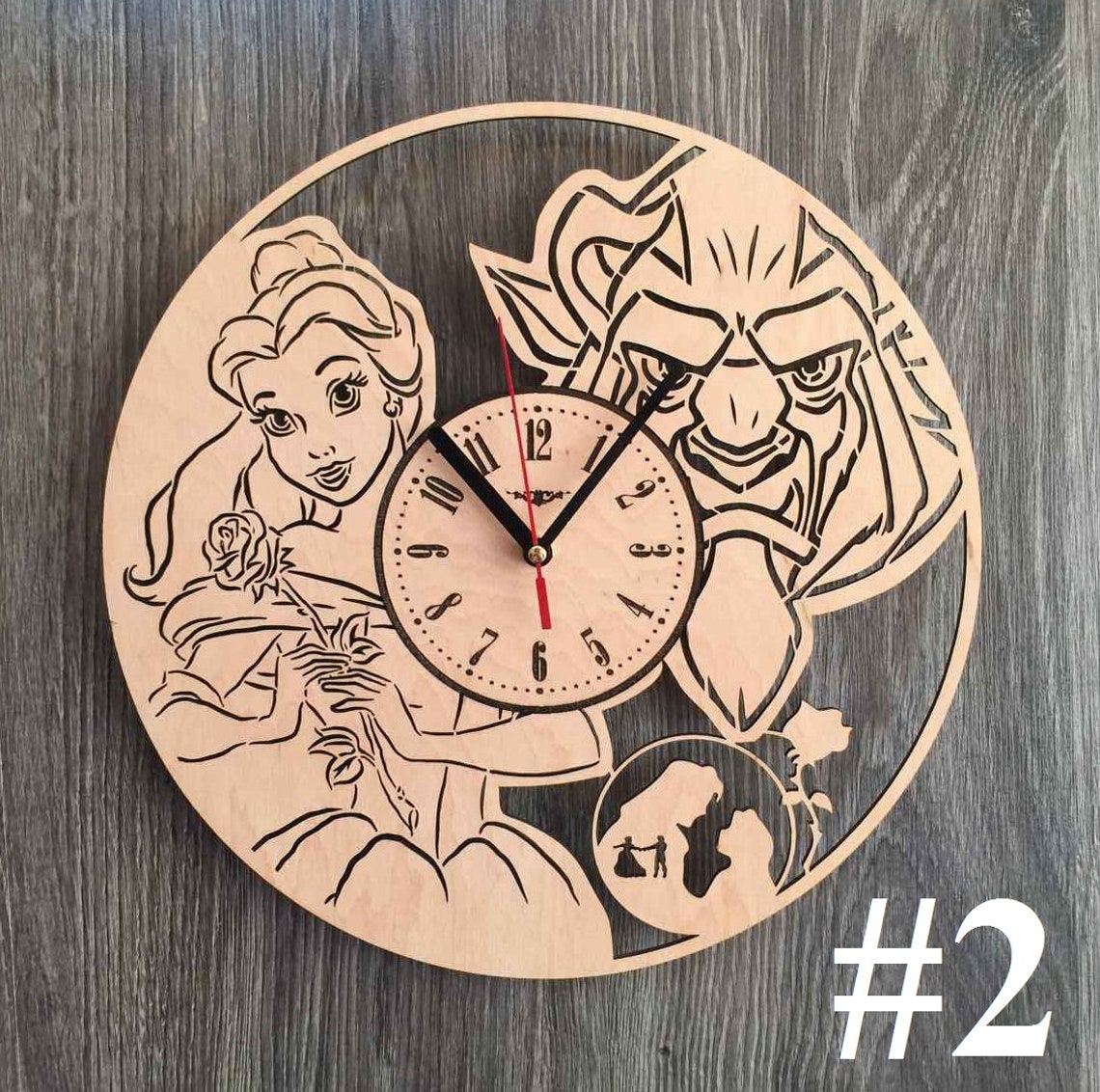 Disney Wall Art Silent Wall Clock Wooden Clock Disney Theme Etsy
