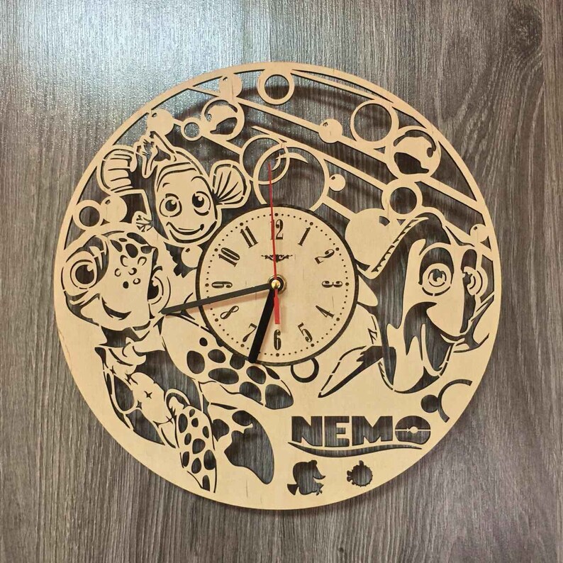 Disney FINDING NEMO Wall Clock Art Silent Wall Clock Wooden Etsy