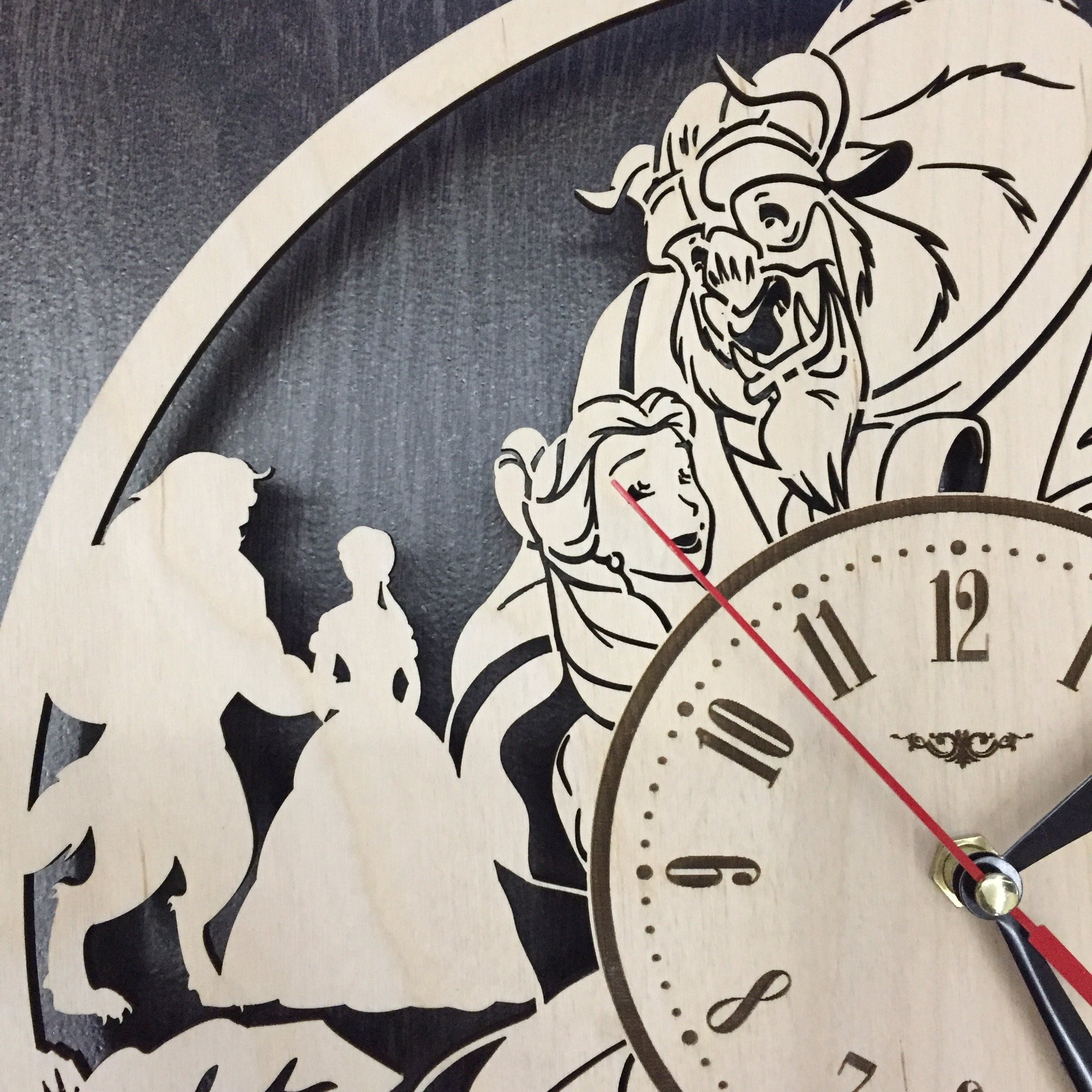 Disney Wall Art Silent Wall Clock Wooden Clock Disney Theme Etsy