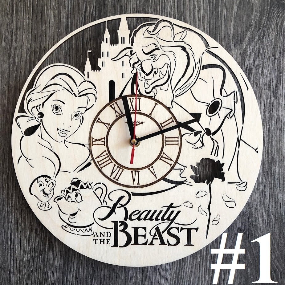 Beauty and The Beast Love Vinyl Record Wall Clock Kids Room wall decor sster -Fantasy Story Unique Art Design teens Gift ideas for children 