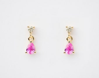 Rosa Tiny Gemstone Drop Earrings