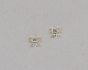 Tiny Geo Stud Earrings