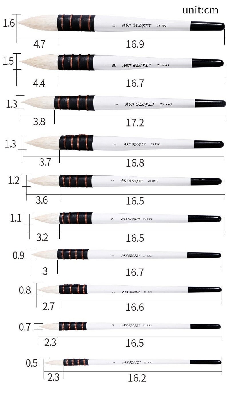 Professional Wool Hair Watercolor Paint Brush Professional Pointed Black /& White Handle Painting Brushes Art Supplies