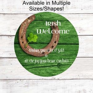 St Patricks Day Wreath Sign - Irish Welcome Sign - Shamrock Sign - Horseshoe Sign - St Patricks Day Sign - Clover Sign