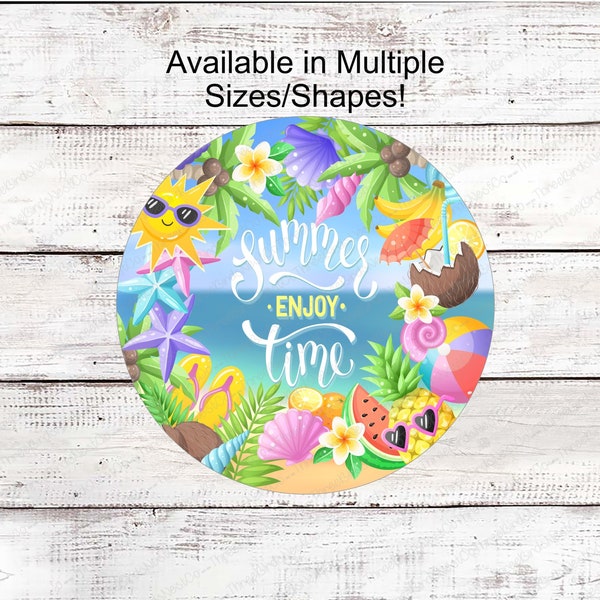 Summer Wreath Sign - Tropical Wreath Sign - Beach Wreath Sign - Welcome Wreath Sign - Flip Flops Sign - Beach Welcome Sign