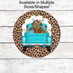 Fall Wreath Sign,Old Truck Decor, Leopard Print- FT958