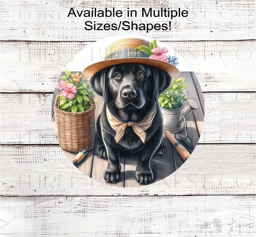 Black Labrador Spring Wreath Sign: Garden Dog Decor - Etsy