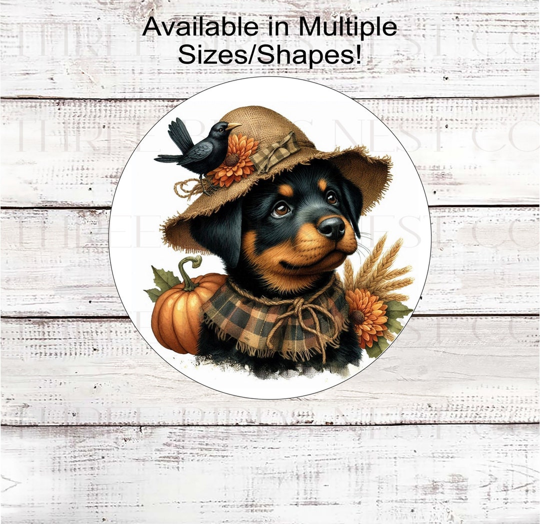 Hello Fall Scene Rottweiler Fall Dog Wreath Sign - Rottweiler Dog - Rottie Lover - Pumpkins Sign ...