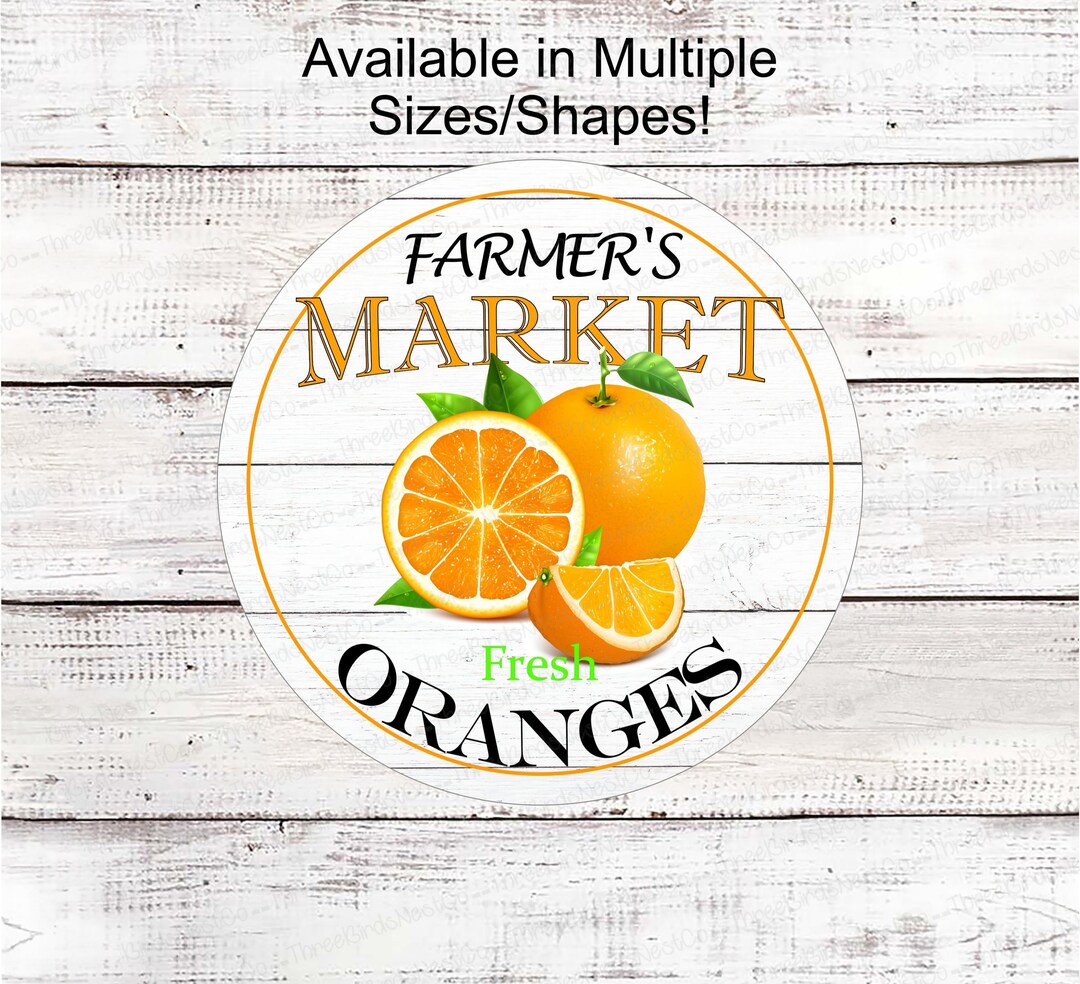Farmers Market Wreath Sign, Farm Fresh Oranges, Kitchen Decor, Rustic ...
