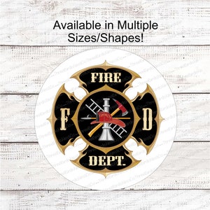 Firefighter Sign - Firefighter Shield - Thin Red Line - Firefighter Gifts - Firefighter Wreath - First Responder Sign - Firefighter Support