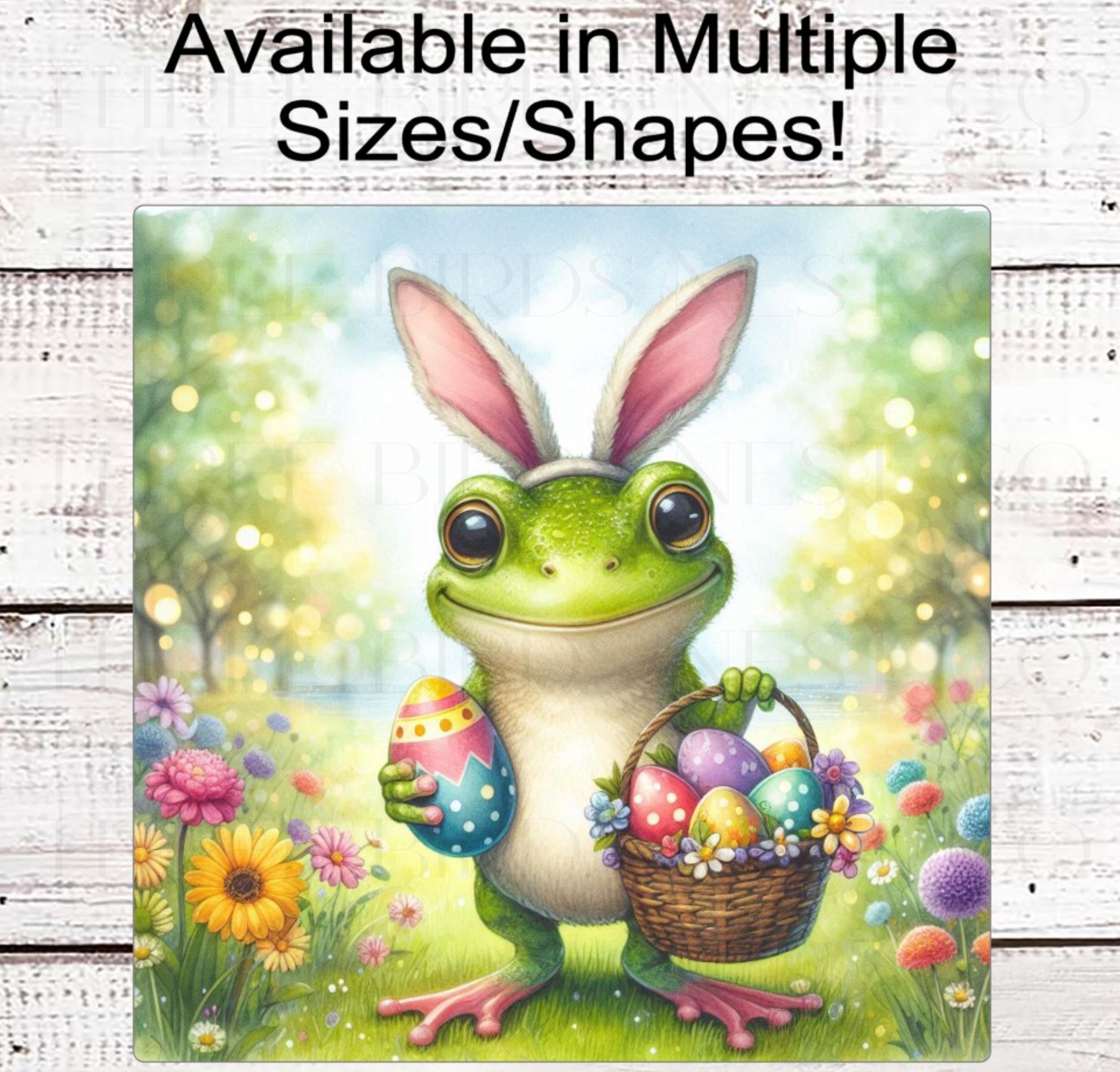 Easter Frog Wreath Sign, Spring Flowers Decor, Easter Eggs Basket ...