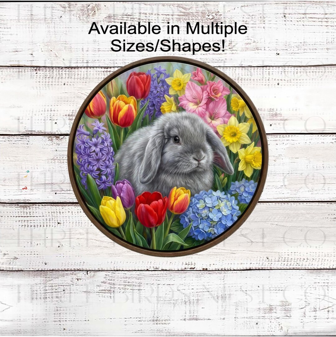 Welcome Wreath Sign, Easter Bunny Rabbit, Spring Flowers- E2393 - Etsy
