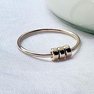 Anxiety ring, fidget ring, 14k gold filled, thick ring, anxiety ring spinner, 1.3 mm ring, anxiety bead ring, stress relief ring.