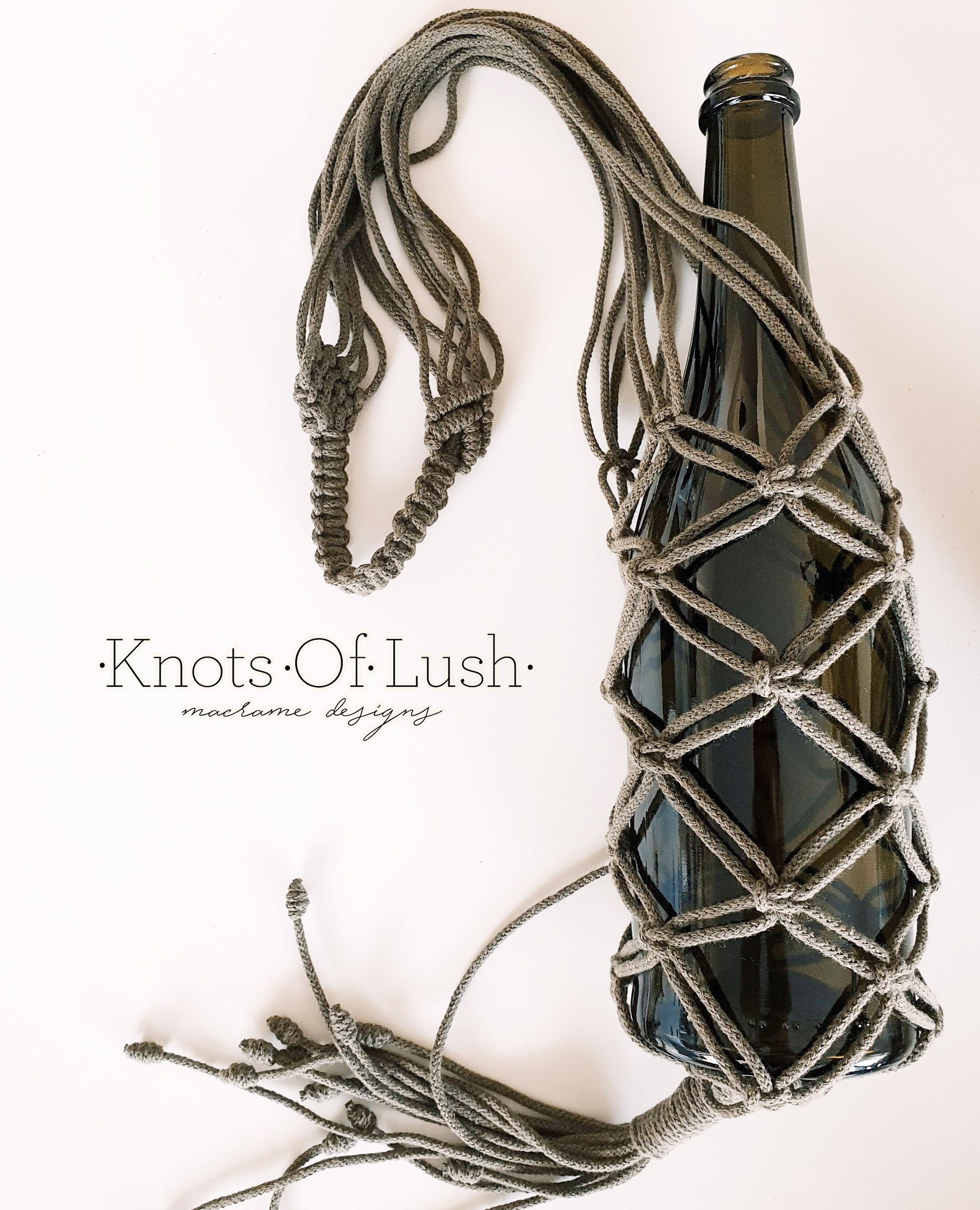 Macrame Bottle Holder Bottle Bag Macrame Bottle Hanger Vine Etsy