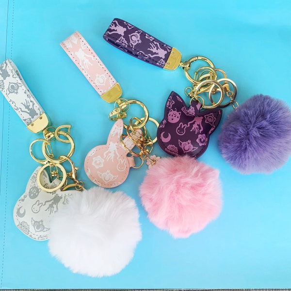 Sailor Moon PU Leather Keychain Set Pom Pom