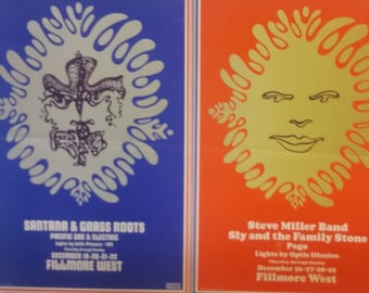 PoStcard Santana SteVe MiLLer BG150-151 BiLL Graham FiLLmore DoubLe 1968 PoStcard