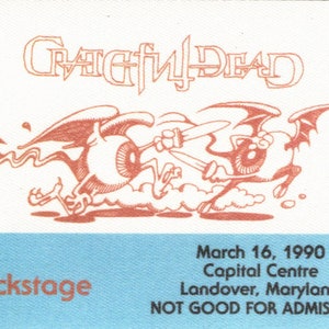 BackStage PaSS GratefuL Dead LandoVer MarYLand 1990 BackStage PaS