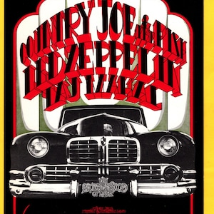 Cartão Postal Led ZePPeLin PAÍS Joe BG155 BiLL Graham FiLLmore 1969 Cartão Postal