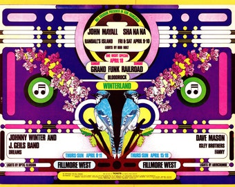 PoStcard John MaYaLL Sha Na Na Grand Funk RaiLroad BG276 BiLL Graham FiLLmore PoStcard