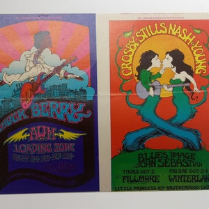 PoStcard Chuck BeRRy. C. S. N. & Young BG 193/194 HB BiLL Graham FiLLmore DoubLe PoStcard