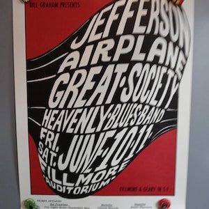 PoSter JeFFerSon AirpLane Great SocietY BG10 BiLL Graham FiLLmore 1967 PoSter