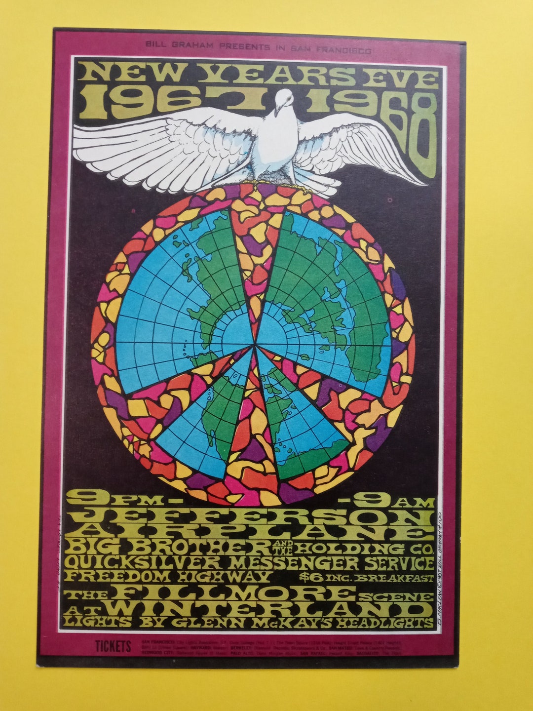 BIG BROTHER JANIS IRON BUTTERFLY 1968 WINTERLAND GRAHAM POSTCARD